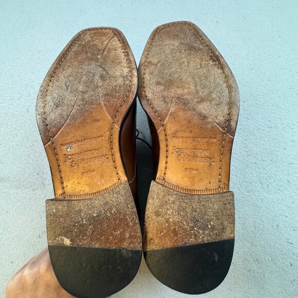 Johnston & Murphy Oxford Derby Shoes Mens 9.5M Brown Two-Tone Split Toe Leather